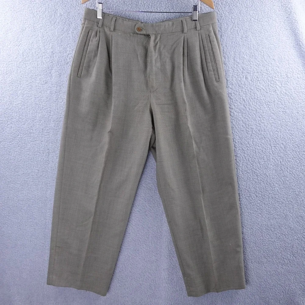 Zanella Neiman Marcus Mens‎ Pleated Dress Pants Brown Size 36x25 Made in Italy